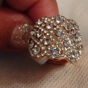 Gold Plated Honeycomb CZ Diamond Ring